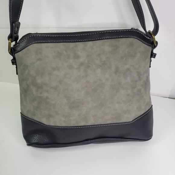 B.O.C. Born Concepts Gray and Black Vinyl Tote Shoulder Handbag Purse Medium - Picture 4 of 11